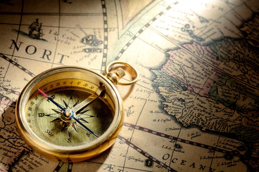 Compass and roadmap symbolizing Medicare planning guidance for retirees.